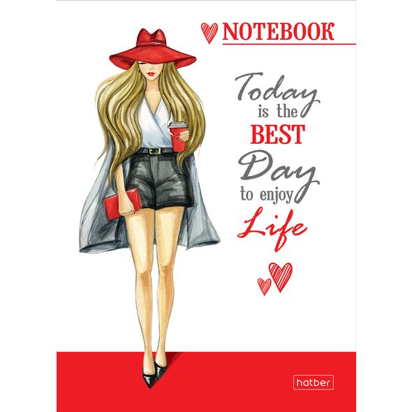 Бизнес-блокнот 80л А6ф клетка тв.переплет с поролоном -Жизнь прекрасна!- , 